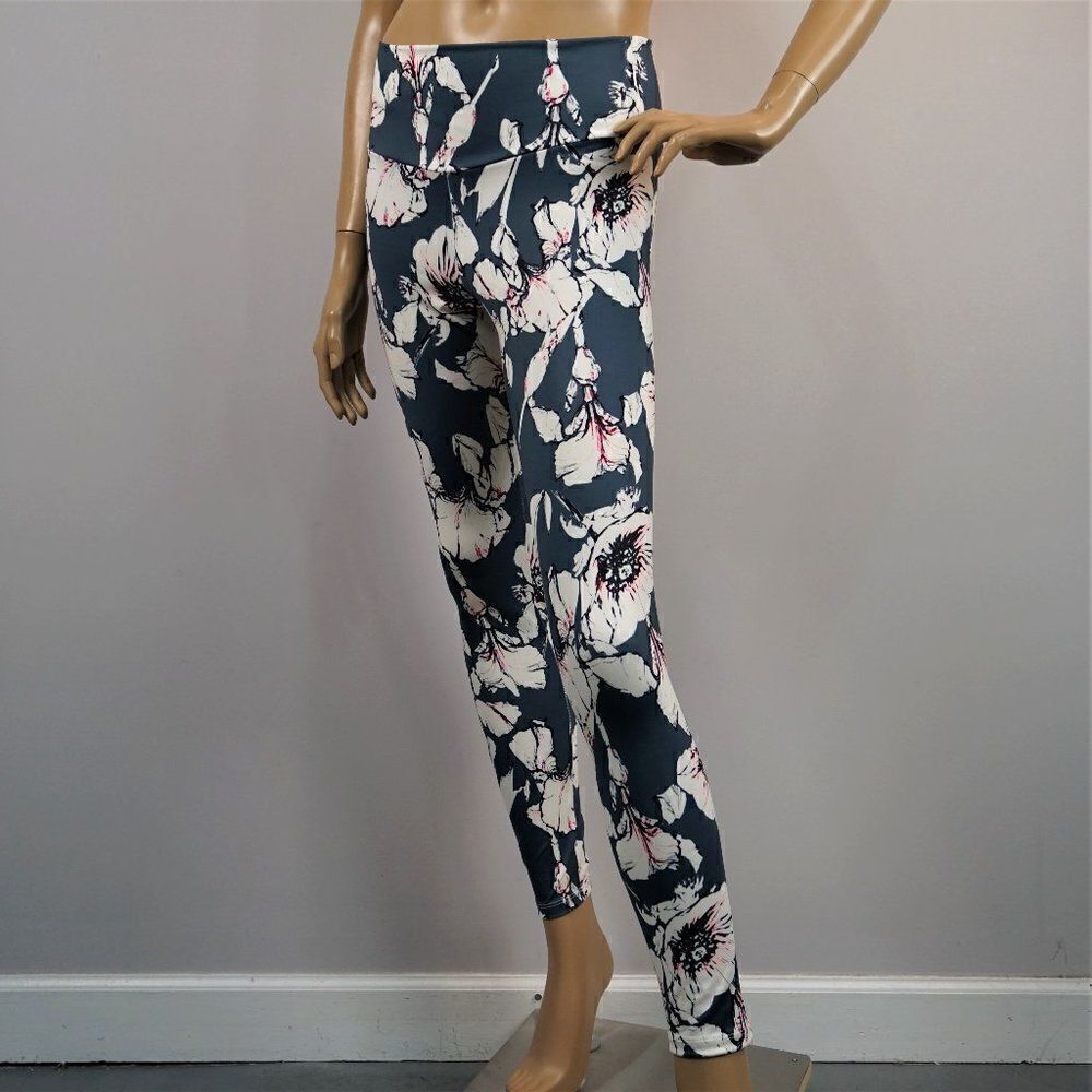 Macadamia Beachwear Leggings Gray Floral Jog Yoga Athletic Sports Womens Sz M